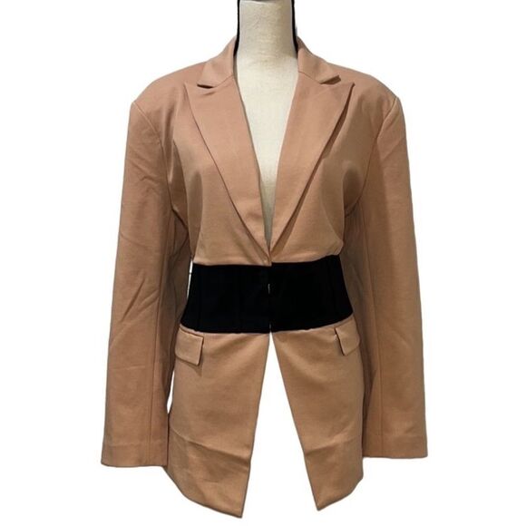 NY&Co Contrast Corset Waist Blazer - Picture 1 of 11
